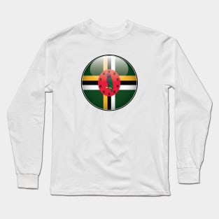 Dominica National Flag Glossy Button Long Sleeve T-Shirt